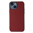 Θήκη iphone 15 Carbon Fiber Texture PU leather Coated TPU- Red