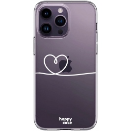 HappyCase Διάφανη Θήκη Σιλικόνης Apple iPhone 14 Pro - Heart Print (8719246373244)