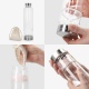 Navaris Crystal Water Bottle with Gemstones - Γυάλινο Μπουκάλι Νερού με Πέτρες Rosequarz και Θήκη - BPA FREE - 420ml - Clear / Pink (53150.01)