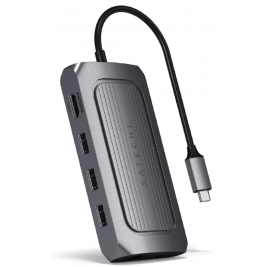 Satechi USB-4 Multiport 8K HDMI - Αντάπτορας Type-C Με Θύρες 1 x Type-C / 3 x USB-A / 1 x Ethernet / 1 x 8Κ HDMI / 1 x 3.5mm Jack / 1 x SD - Micro SD (ST-U4MA3M)