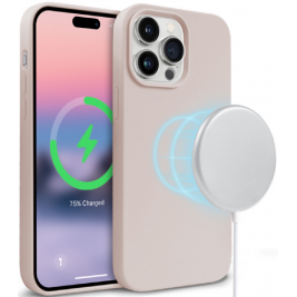 Crong Color Magnetic Θήκη MagSafe Premium Σιλικόνης Apple iPhone 14 Pro Max - Pink Sand (CRG-COLRM-IP1467P-PNK)