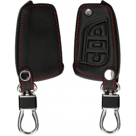 KW PU Leather Θήκη Κλειδιού Toyota - 3 Κουμπιά - Flip Key - Black (61031.01)