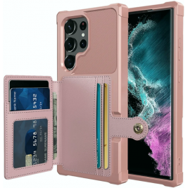 HappyCase 3 σε 1 - Θήκη Σιλικόνης με Ενσωματωμένο PU Πορτοφόλι - Samsung Galaxy S23 Ultra - Pink (8719246421167)