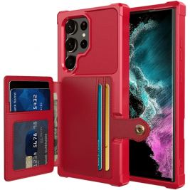 HappyCase 3 σε 1 - Θήκη Σιλικόνης με Ενσωματωμένο PU Πορτοφόλι - Samsung Galaxy S23 Ultra - Red (8719246420764)
