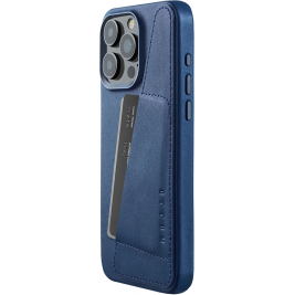 MUJJO Full Leather Wallet Case - Δερμάτινη Θήκη-Πορτοφόλι MagSafe - Apple iPhone 15 Pro Max - Monaco Blue (MUJJO-CL-042-BL)