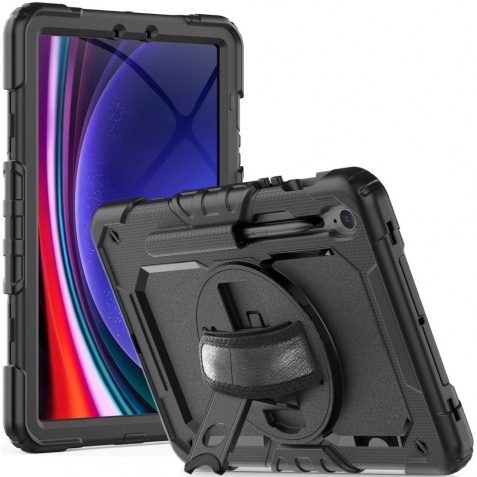 Tech-Protect Ανθεκτική Θήκη Solid 360 με Λαβή / Backstand / Ζώνη Μεταφοράς - Samsung Galaxy Tab S9 FE 10.9 X510 / X516B - Black (9319456606249)