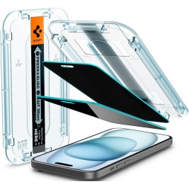 Spigen Privacy Tempered Glass GLAS.tR EZ Fit - Αντιχαρακτικό Γυαλί Προστασίας Απορρήτου Οθόνης Apple iPhone 15 - 2 Τεμάχια (AGL06905)