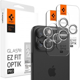 Spigen GLAS.tR EZ Fit OPTIK Pro Camera Lens Protector - Αντιχαρακτικό Προστατευτικό Γυαλί για Φακό Κάμερας Apple iPhone 15 Pro / 15 Pro Max / 14 Pro / 14 Pro Max - 2 Τεμάχια - Crystal Clear (AGL06914)