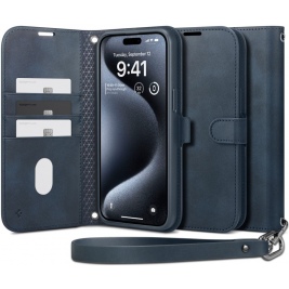 Spigen Wallet S Pro - Ανθεκτική Θήκη Πορτοφόλι Apple iPhone 15 Pro με Αποσπώμενο Λουράκι Χειρός / Λαιμού - Navy (ACS06741)