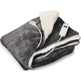 Navaris Electric Heating Blanket - Ηλεκτρική Θερμαινόμενη Πλενόμενη Κουβέρτα με Χρονοδιακόπτη για Αυτόματη Απενεργοποίηση - 180 x 130 cm - 120W - Grey Outside / White Teddy Inside (45274.06.01)