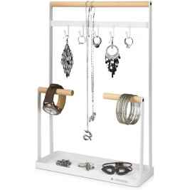 Navaris Jewellery Stand Necklace Holder - Βάση Κοσμημάτων και Αξεσουάρ από Μέταλλο και Ξύλο - White (50574.02)