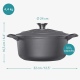 Navaris Cast Iron Casserole Dish with Lid - Αντικολλητική Κατσαρόλα από Χυτοσίδηρο για Εστίες / Φούρνο - 24cm - 3.5L - Matte Black (48777.02.01)