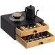 Navaris Bamboo Coffee Pod Holder with Drawer - Κουτί Αποθήκευσης με 2 Συρτάρια για Κάψουλες Καφέ / Βάση για Καφετιέρα από Μπαμπού - Brown / Black (58292.01)