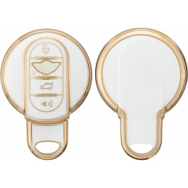 KW Θήκη Κλειδιού Mini - Σιλικόνη - 3 Κουμπιά - Smart Key - White / Gold (58602.02)