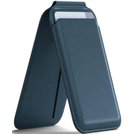 Satechi Vegan-Leather Magnetic Wallet Stand - MagSafe Θήκη - Πορτοφόλι για Κάρτες / Αναδιπλούμενη Βάση από Δέρμα Vegan - Dark Blue (ST-VLWB)