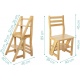 Navaris Folding Stool Ladder Chair - Πτυσσόμενο Έπιπλο / Σκαμπό / Καρέκλα / Βάση και Ράφι Αποθήκευσης από Μπαμπού - 39 x 40 x 89 cm - Beige (48201.01)