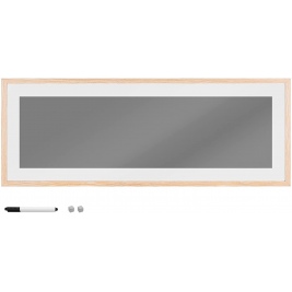 Navaris Memo Board Glass - MDF Frame - Μαγνητικός Γυάλινος Πίνακας Ανακοινώσεων Μαρκαδόρου με Ξύλινο Πλαίσιο - 80 x 30 cm - Grey (56077.2.22)