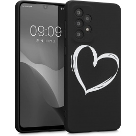KWmobile Θήκη Σιλικόνης Samsung Galaxy A33 5G - Brushed Heart / White / Black (58244.03)