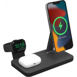 Mophie Snap+ 3 in 1 Wireless Charging Stand - Μαγνητική Βάση Ασύρματης Φόρτισης MagSafe για iPhone - Android / Apple Watch - Galaxy Watch / AirPods - 15W - Black (401309756)