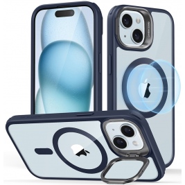 ESR Classic Kickstand Hybrid HaloLock - Διάφανη Ανθεκτική MagSafe Θήκη Apple iPhone 15 - Clear / Dark Blue (4894240176498)