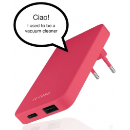Le Cord Recycled Foldable Quick Charger - Ταχυφορτιστής Ταξιδιού με USB-A x1 / Type-C x1 - 18W - New Coral (LC1430)
