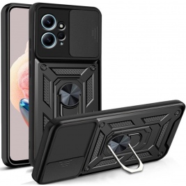 Techsuit CamShield - Ανθεκτική Θήκη με Κάλυμμα για την Κάμερα - Μεταλλικό Ring Holder - Xiaomi Redmi Note 12 4G - Black (5949419070462)