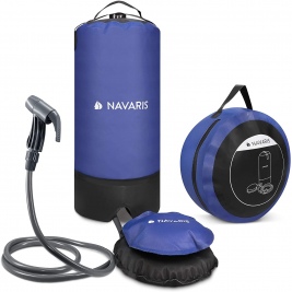Navaris Portable Pressure Camping Shower with Foot Pump - Φορητό Ντουζ / Πιεστικό Νερού για Κάμπινγκ με Αντλία Ποδιού - 11L - Black / Blue (50876.01.01)