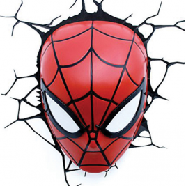 3DLightFX Marvel SpiderMan Mask 3D Deco Light - 3D LED Παιδικό Φωτιστικό Τοίχου με Αυτοκόλλητο Ρωγμών (816733002224)