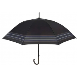 Perletti New Basic - Ανδρική Ομπρέλα με Αυτόματο Άνοιγμα - Μπαστούνι - Black / Blue Stripes (12129Blue)