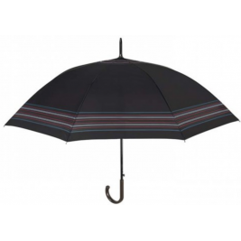 Perletti New Basic - Ανδρική Ομπρέλα με Αυτόματο Άνοιγμα - Μπαστούνι - Black / Red Stripes (12129Red)