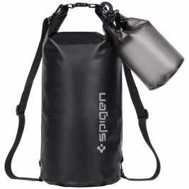 Spigen A630 Aqua Shield Dry Bag - Σετ Universal Αδιάβροχος Στεγανός Σάκος - 20L - 2L - IPX6- Solid Black / Transparent Black (AMP04534)