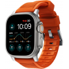 Nomad Rugged Band - Ανθεκτικό Αδιάβροχο Λουράκι από Καουτσούκ FKM - Apple Watch Ultra2/Ultra1/SE/9/8/7/6/5/4 (49/45/44mm) - Ultra Orange / Silver (NM01287285)