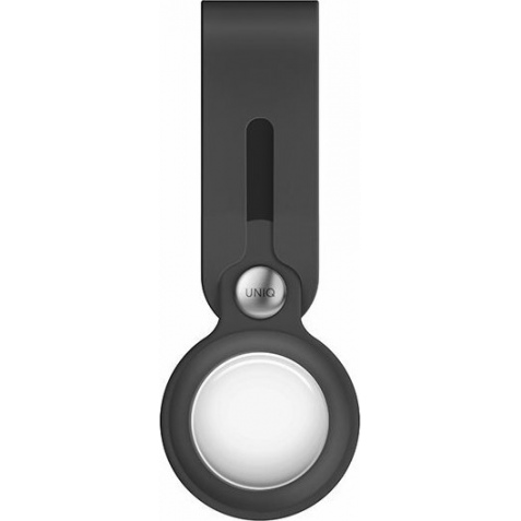 Uniq Vencer Loop - Σετ Θήκη / Μπρελόκ Premium Σιλικόνης και Μεμβράνη Προστασίας Apple AirTag - Charcoal Dark Grey (UNIQ-AIRTAG-VENDGRY)