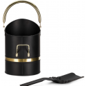 Navaris Fireplace Ash Bucket - Μεταλλικός Κουβάς Συλλογής Στάχτης για το Τζάκι με Λαβή / Χερούλια και Φτυάρι - 23 x 34cm - Black / Gold (55600.01)