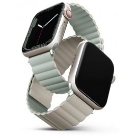 Uniq Revix Μαγνητικό Λουράκι Premium Σιλικόνης Apple Watch Ultra2/Ultra1/SE/9/8/7/6/5/4 (49/45/44mm) - Sage / Beige (UNIQ-45MM-REVSAGBEG)