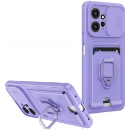 Bodycell Multifunction - Ανθεκτική Θήκη Xiaomi Redmi Note 12 4G με Λουράκι Λαιμού / Κάλυμμα Κάμερας / Ring Holder / Υποδοχή Κάρτας - Purple (5206015072451)