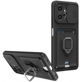 Bodycell Multifunction - Ανθεκτική Θήκη Xiaomi Redmi Note 12 4G με Λουράκι Λαιμού / Κάλυμμα Κάμερας / Ring Holder / Υποδοχή Κάρτας - Black (5206015072444)