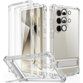 Ανθεκτική 360° Full Body Διάφανη Θήκη με Kickstand - Tempered Glass για Φακό Κάμερας - Samsung Galaxy S24 Ultra - ESR Armor Kickstand Case - Clear (4894240189955)