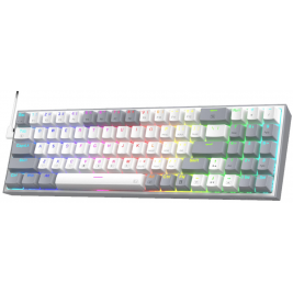 Redragon K628 Pollux RGB Mechanical Gaming Keyboard - Ενσύρματο RGB Gaming Μηχανικό 75% Πληκτρολόγιο με 78 Hot-Swappable Red Διακόπτες - US - White / Grey (6950376717344)