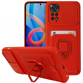 Bodycell Multifunction - Ανθεκτική Θήκη Xiaomi Redmi Note 11 Pro / Redmi Note 12 Pro 4G με Λουράκι Λαιμού / Κάλυμμα Κάμερας / Ring Holder / Υποδοχή Κάρτας - Red (5206015072499)