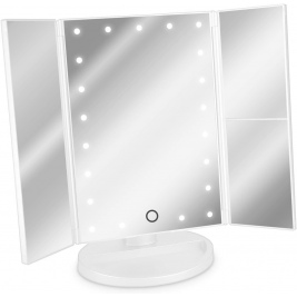 Navaris LED Foldable Cosmetic Mirror - Αναδιπλούμενος Μεγεθυντικός 1x / 2x / 3x Φωτιζόμενος LED Καθρέπτης Μακιγιάζ με Βάση και Αισθητήρα Αφής - Matte White (43457.48)