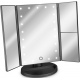 Navaris LED Foldable Cosmetic Mirror - Αναδιπλούμενος Μεγεθυντικός 1x / 2x / 3x Φωτιζόμενος LED Καθρέπτης Μακιγιάζ με Βάση και Αισθητήρα Αφής - Black (43457.47)