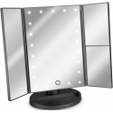 Navaris LED Foldable Cosmetic Mirror - Αναδιπλούμενος Μεγεθυντικός 1x / 2x / 3x Φωτιζόμενος LED Καθρέπτης Μακιγιάζ με Βάση και Αισθητήρα Αφής - Black (43457.47)
