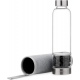 Navaris Crystal Water Bottle with Gemstones - Γυάλινο Μπουκάλι Νερού με Πέτρες Οψιδιανού και Θήκη - BPA FREE - 420ml - Clear / Black (53150.02)