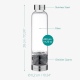 Navaris Crystal Water Bottle with Gemstones - Γυάλινο Μπουκάλι Νερού με Πέτρες Οψιδιανού και Θήκη - BPA FREE - 420ml - Clear / Black (53150.02)