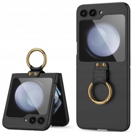 Tech-Protect Icon Ring - Σκληρή Θήκη με Ενσωματωμένο Αντιχαρακτικό Γυαλί Εξωτερικής Μικρής Οθόνης - Samsung Galaxy Z Flip5 - Black (9319456603798)