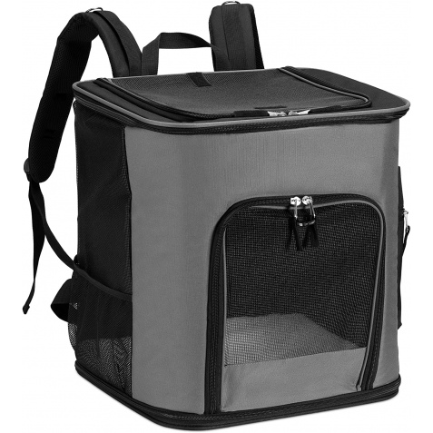 Navaris Pet Carrier Backpack - Αναδιπλούμενο Σακίδιο Μεταφοράς για Κατοικίδια - 41 x 34.5 x 43 cm - Dark Grey (47550.19)