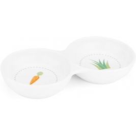Navaris Ceramic Twin Feeding Bowl for Small Animals - Κεραμικό Διπλό Μπολ Φαγητού και Νερού για Μικρά Κατοικίδια - White (55983.01)