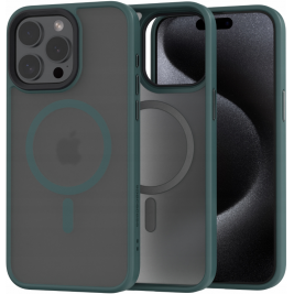 Spacecase Hybrid MagSafe - Σκληρή Ημιδιάφανη Θήκη MagSafe - Apple iPhone 15 Pro Max - Dark Green (5905719103255)
