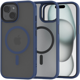 Spacecase Hybrid MagSafe - Σκληρή Ημιδιάφανη Θήκη MagSafe - Apple iPhone 15 - Dark Blue (5905719103125)
